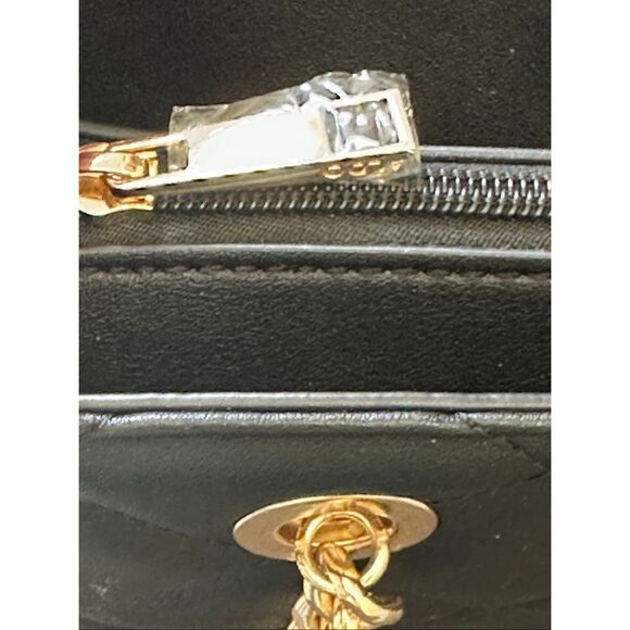 ALDO Black Quilted Gold Chain Tote | Chic Structured Shoulder Handbag - Picture 8 of 12